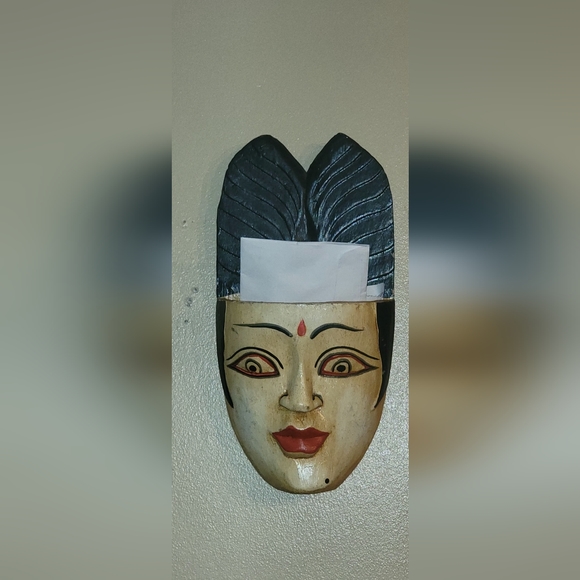 VINTAGE HANDCARVED WOODEN 6X12" WALL SCULPTURED WALL MASK - Picture 4 of 9